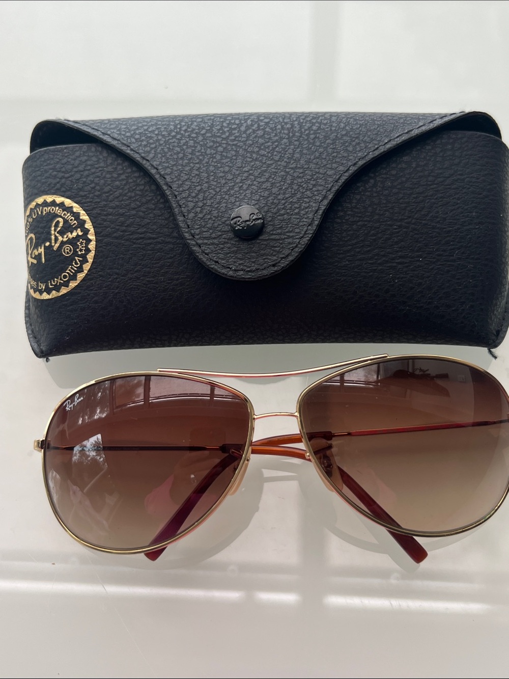 Ray-Ban Aviator Sunglasses - Gold Frame with Brown Gradient Lenses (RB3454L)